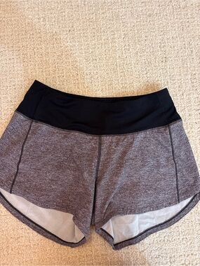 Women’s Heather Gray Active Running Shorts with Black Waistband